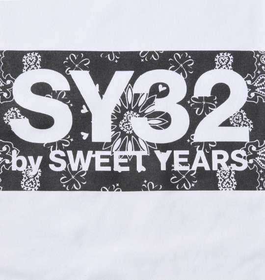 SY32 by SWEET YEARS ペイズリーボックスロゴ半袖Tシャツ ホワイト