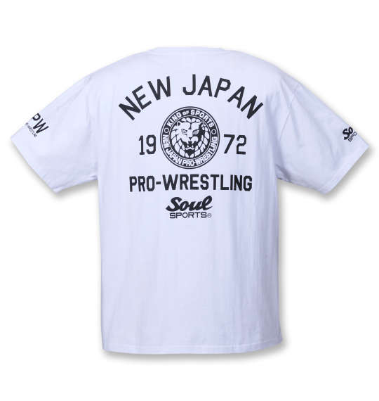 SOUL SPORTS×新日本プロレス 新日本プロレスコラボライオン大判ロゴ半袖Tシャツ ホワイト