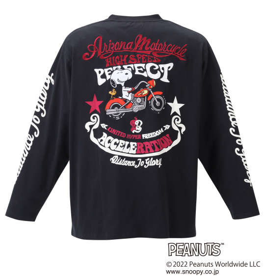 FLAGSTAFF×PEANUTS スヌーピーコラボ長袖Tシャツ ブラック