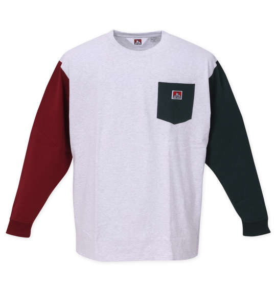 BEN DAVIS ポケット付クレイジー長袖Tシャツ アッシュ