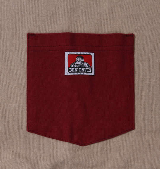 BEN DAVIS ポケット付クレイジー長袖Tシャツ ベージュ