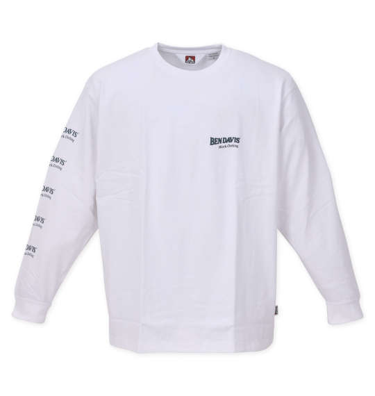 BEN DAVIS カーエンジニアプリント長袖Tシャツ ホワイト