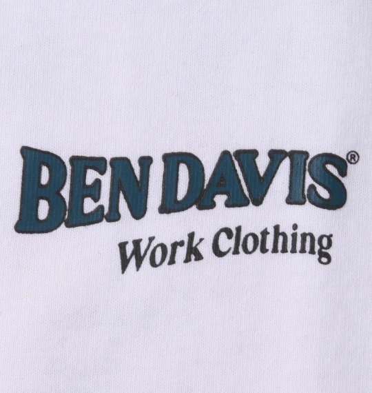 BEN DAVIS カーエンジニアプリント長袖Tシャツ ホワイト