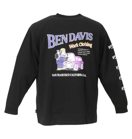 BEN DAVIS カーエンジニアプリント長袖Tシャツ ブラック