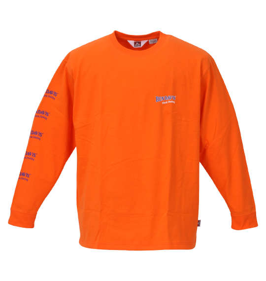 BEN DAVIS カーエンジニアプリント長袖Tシャツ オレンジ