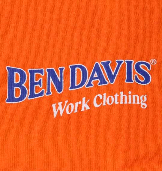 BEN DAVIS カーエンジニアプリント長袖Tシャツ オレンジ