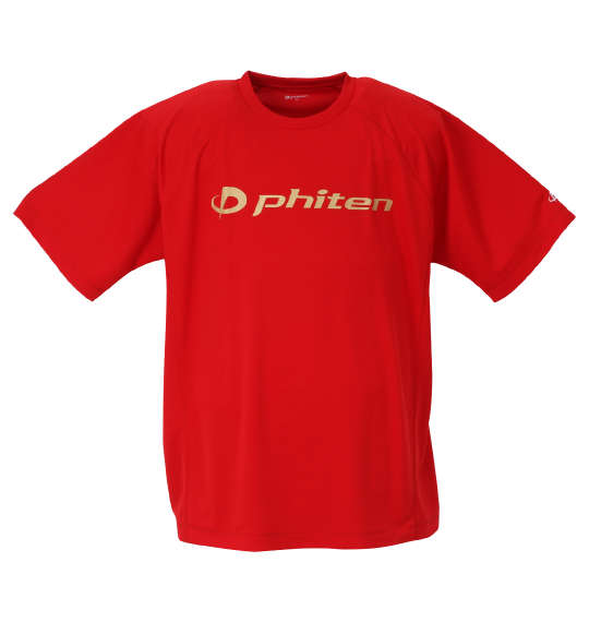 Phiten RAKUシャツSPORTSドライメッシュ半袖Tシャツ レッド×ゴールド