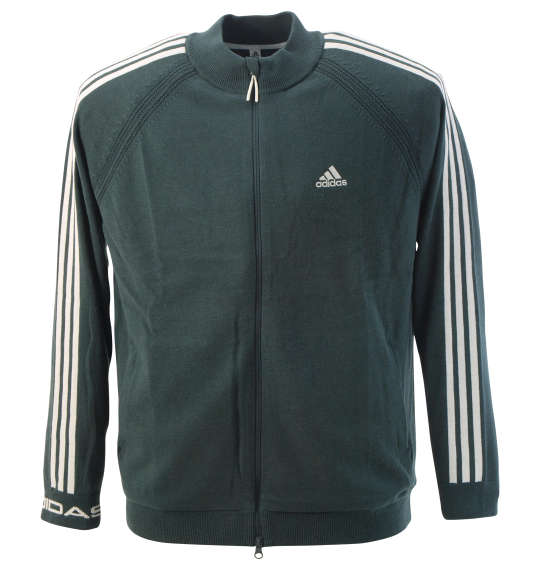 adidas golf スリーストライプス防風長袖ライニングフルジップセーター シャドーグリーン