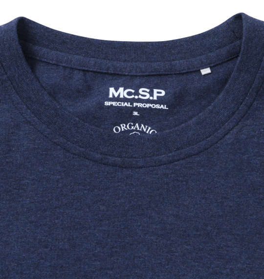 Mc.S.P オーガニックコットンクルーネック長袖Tシャツ ネイビー杢