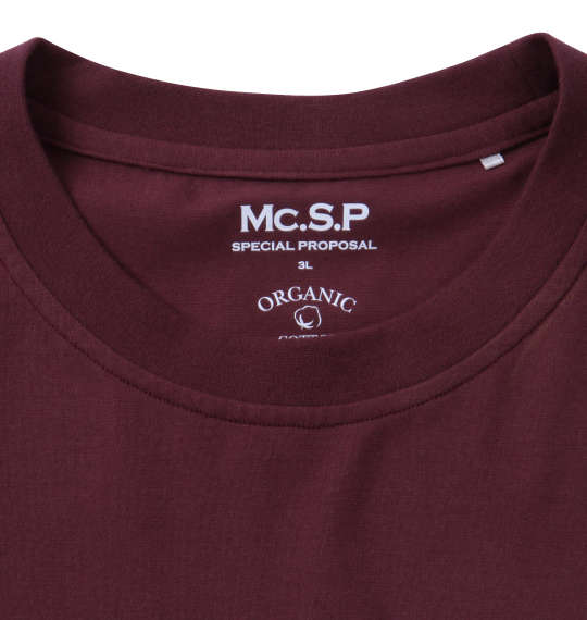 Mc.S.P オーガニックコットンクルーネック長袖Tシャツ エンジ