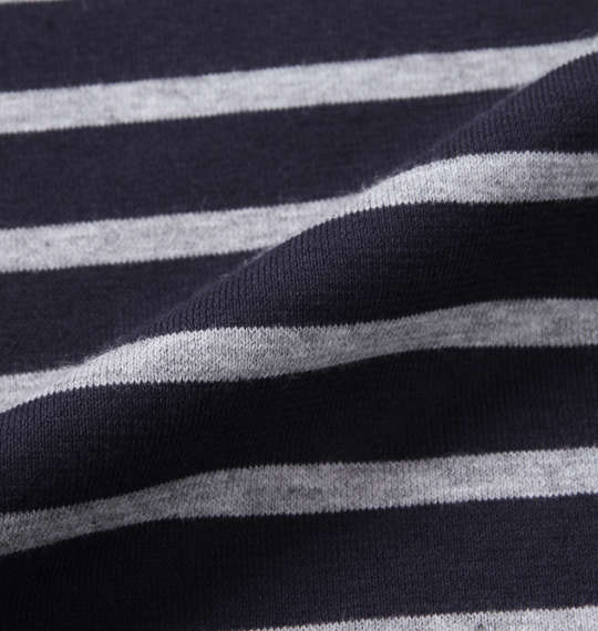 Mc.S.P オーガニックコットンボーダークルーネック長袖Tシャツ ネイビー×グレー杢
