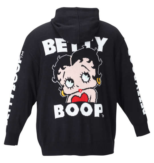 BETTY BOOP 7Gジャガードフルジップパーカーセーター ブラック