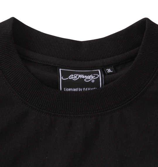 Ed Hardy 刺繍&プリント半袖Tシャツ ブラック×シルバー