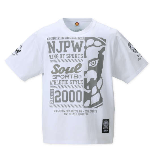SOUL SPORTS×新日本プロレス 大判ロゴ半袖Tシャツ ホワイト