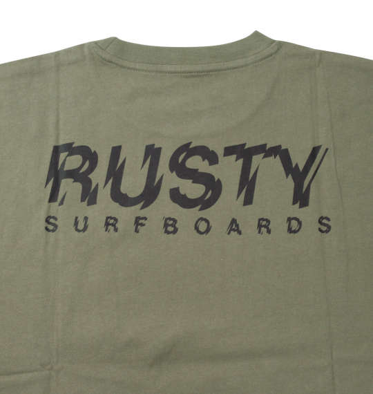 RUSTY プリント半袖Tシャツ カーキ