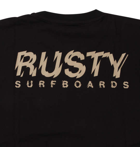 RUSTY プリント半袖Tシャツ ブラック