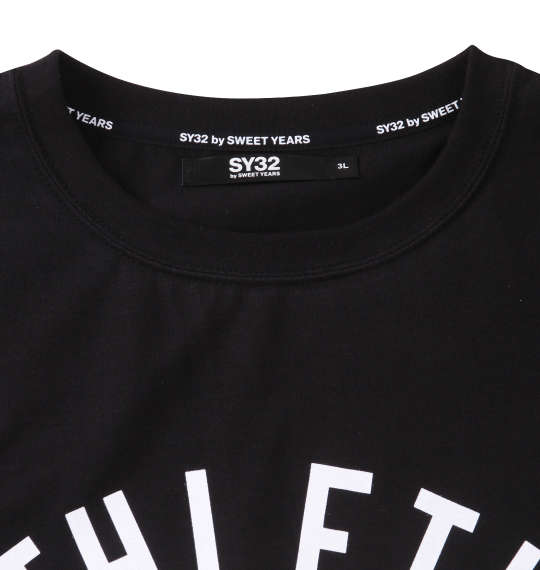 SY32 by SWEET YEARS カレッジロゴ半袖Tシャツ ブラック