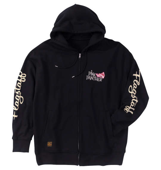 PINK PANTHER×FLAGSTAFF ピンクパンサーフルジップパーカー ブラック