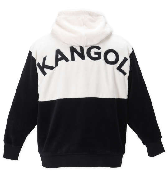 KANGOL シルキーフリースジャケット オフホワイト×ブラック