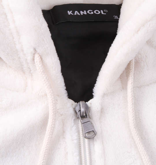 KANGOL シルキーフリースジャケット オフホワイト×ブラック