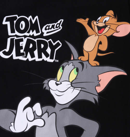 TOM and JERRY 天竺プリント半袖Tシャツ ブラック