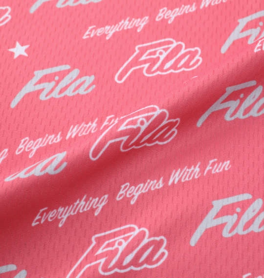 FILA GOLF ロゴグラフィックプリントホリゾンタルカラー半袖シャツ ピンク