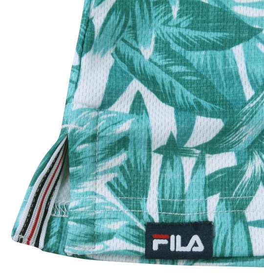 FILA GOLF フリージングスキンボタニカルプリントホリゾンタルカラー半袖シャツ グリーン