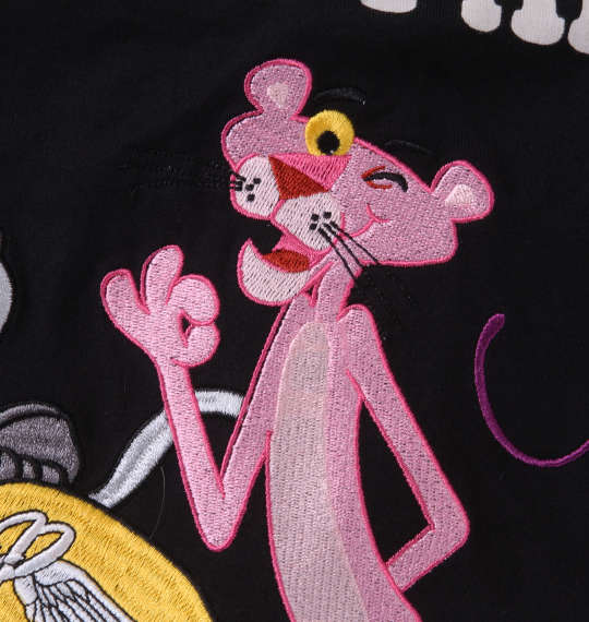 PINK PANTHER×FLAGSTAFF ピンクパンサー半袖ポロシャツ ブラック