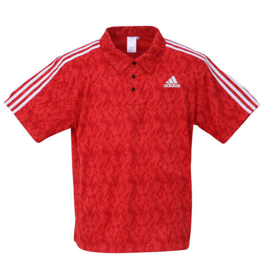 adidas 総柄半袖ポロシャツ レッド