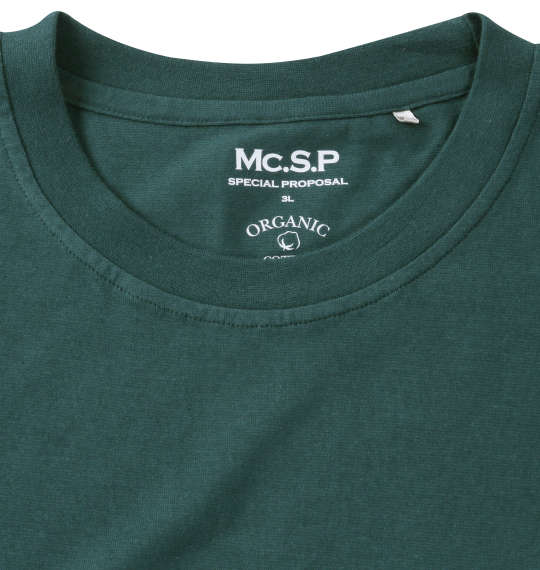 Mc.S.P オーガニックコットンクルーネック長袖Tシャツ グリーン