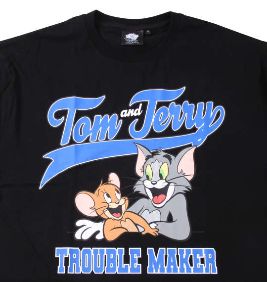 TOM and JERRY 天竺プリント長袖Tシャツ ブラック