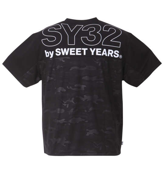 SY32 by SWEET YEARS エクスチェンジエンボスカモ半袖Tシャツ ブラック