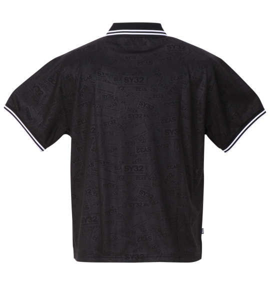SY32 by SWEET YEARS エンボスボックスロゴジップ半袖ポロシャツ ブラック
