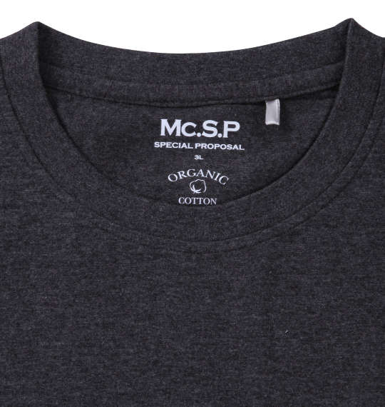 Mc.S.P オーガニックコットンクルーネック半袖Tシャツ チャコール杢