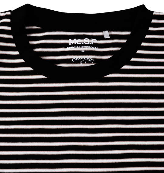 Mc.S.P オーガニックコットンボーダークルーネック半袖Tシャツ ブラック