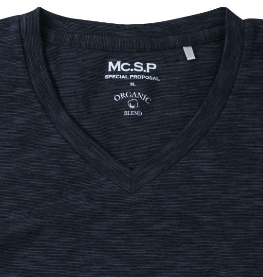 Mc.S.P オーガニックコットン混スラブVネック半袖Tシャツ ブラック杢
