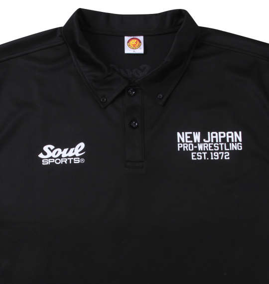 SOUL SPORTS×新日本プロレス ドライメッシュ半袖B.Dポロシャツ ブラック