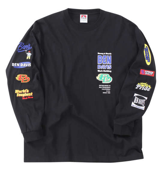 BEN DAVIS スポンサードエンブレム長袖Tシャツ ブラック