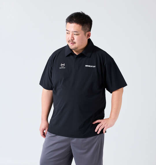 MOVESPORT SUNSCREENミニ鹿の子バックロゴ半袖ポロシャツ ブラック