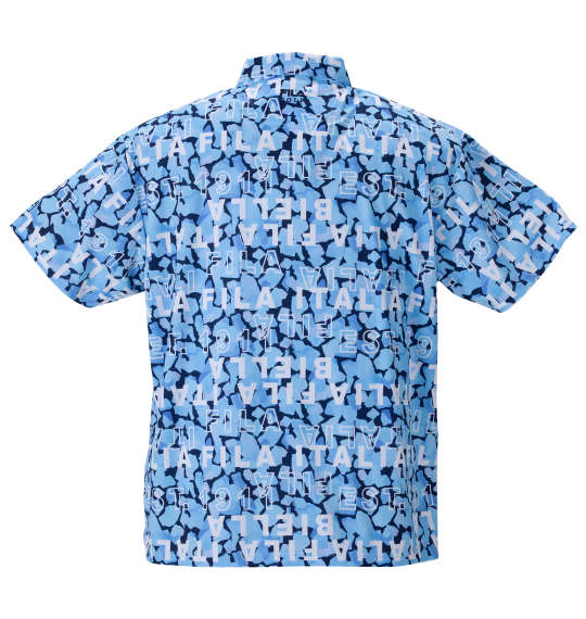 FILA GOLF モザイクタイポプリントホリゾンタルカラー半袖シャツ ブルー