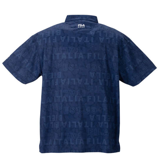 FILA GOLF モザイクタイポプリントホリゾンタルカラー半袖シャツ ネイビー