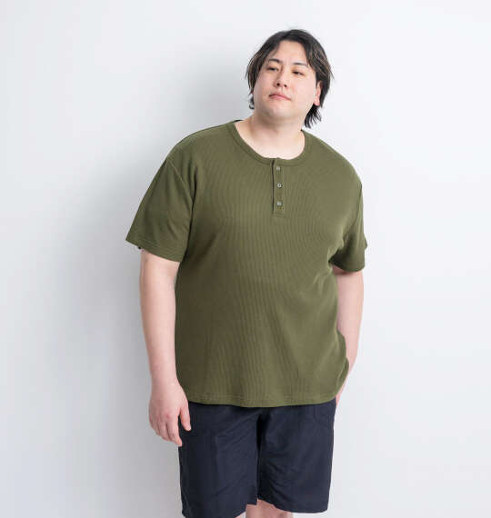 Mc.S.P ワッフルヘンリーネック半袖Tシャツ カーキ