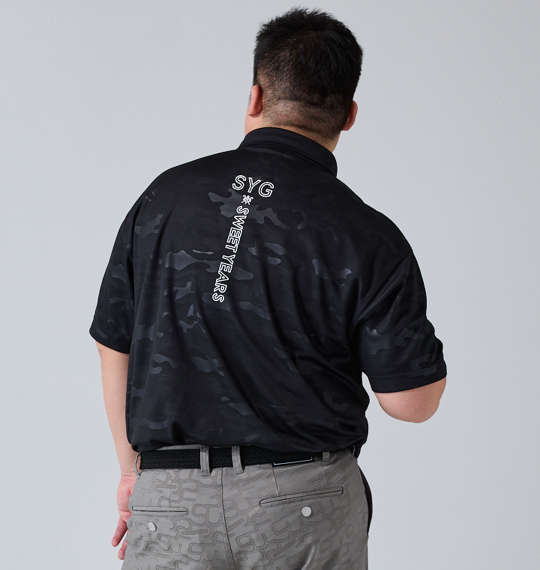 SY32 by SWEET YEARS カモエンボスカラー半袖シャツ ブラック