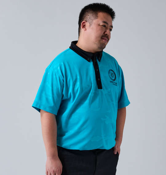 SY32 by SWEET YEARS カモエンボスカラー半袖シャツ ターコイズ