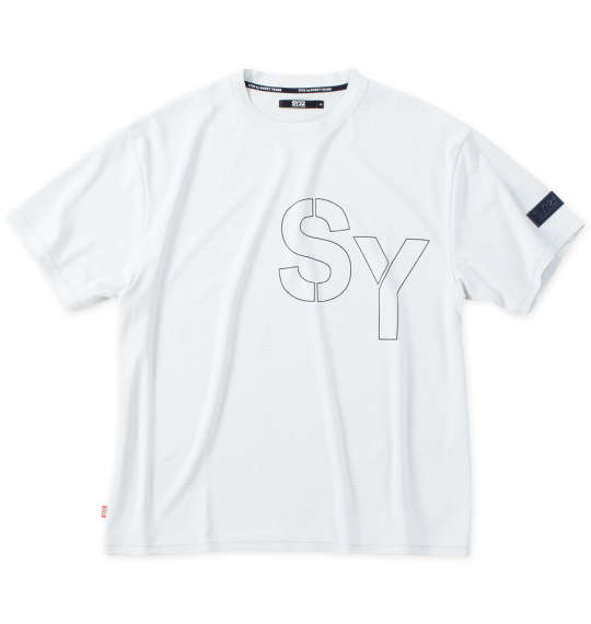SY32 by SWEET YEARS ステンシルロゴ半袖Tシャツ ホワイト×グレー
