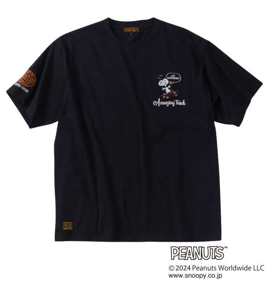 FLAGSTAFF×PEANUTS スヌーピーコラボ半袖Tシャツ ブラック