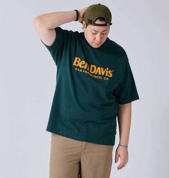 BEN DAVIS フロッキーロゴ半袖Tシャツ ボトルグリーン