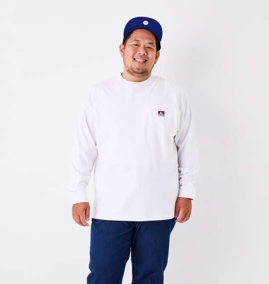 BEN DAVIS ピスポケット付長袖Tシャツ ホワイト