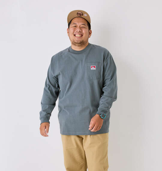 BEN DAVIS ピスポケット付長袖Tシャツ グレー