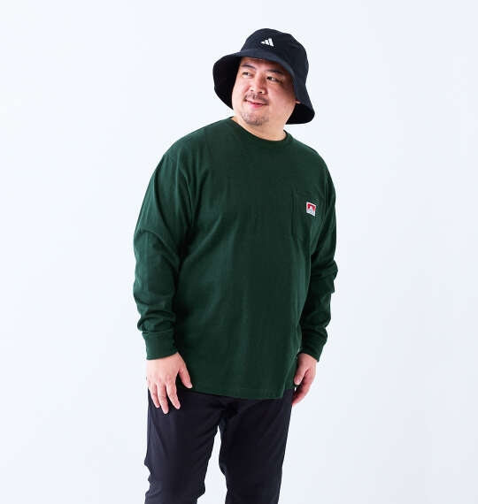 BEN DAVIS ピスポケット付長袖Tシャツ ダークグリーン
